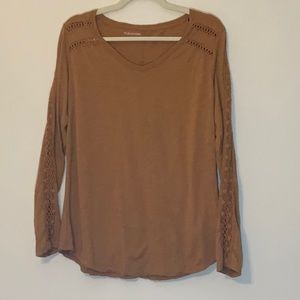 Maurices Long Sleeve Crochet Trim Top Sz XL